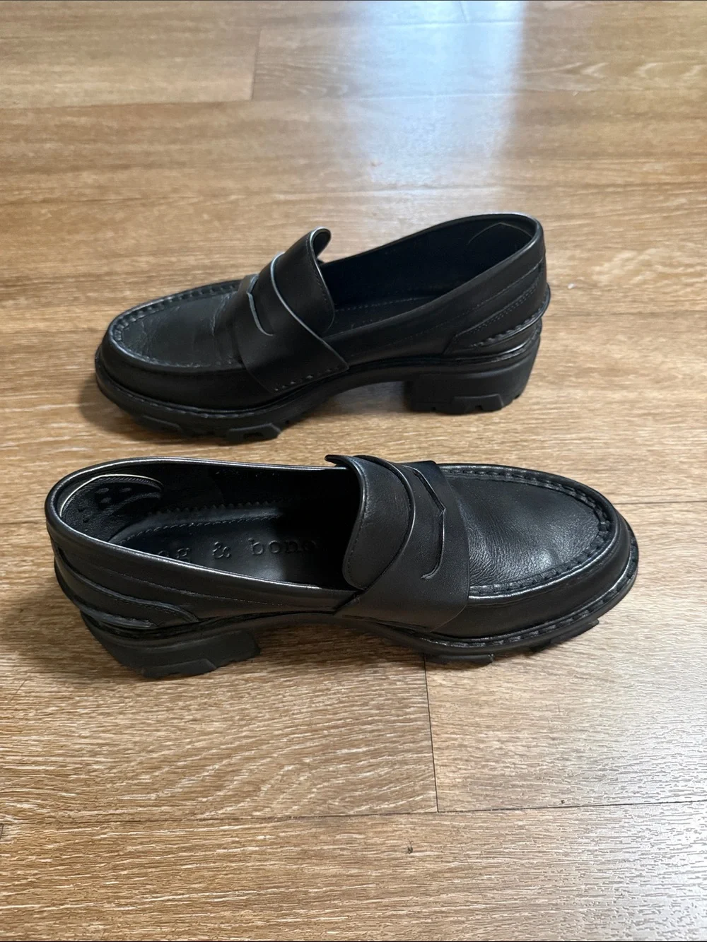 rag & bone Black Leather Women's Loafers